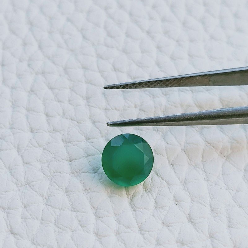 Onice Verde Taglio Tondo Sfaccettata Fatto a Mano Gemma Sciolta 07X03mm 1,25 Carati 1pz