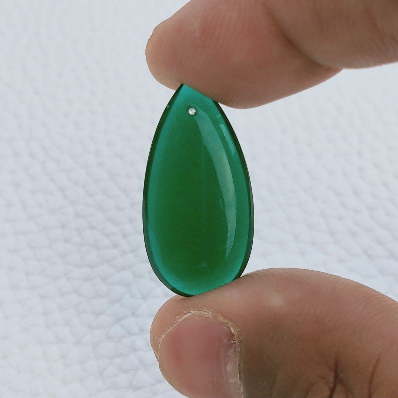 Onice Verde Idrotermale Taglio Goccia Liscia A Mano Forato 27X14X4mm 11,55 Carati 1pz