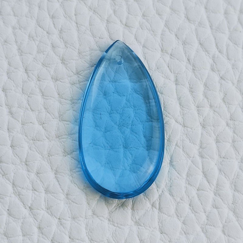 Topazio Azzurro Idrotermale Taglio Goccia Liscia A Mano Forato 27X14X4mm 12,25 Carati 1pz