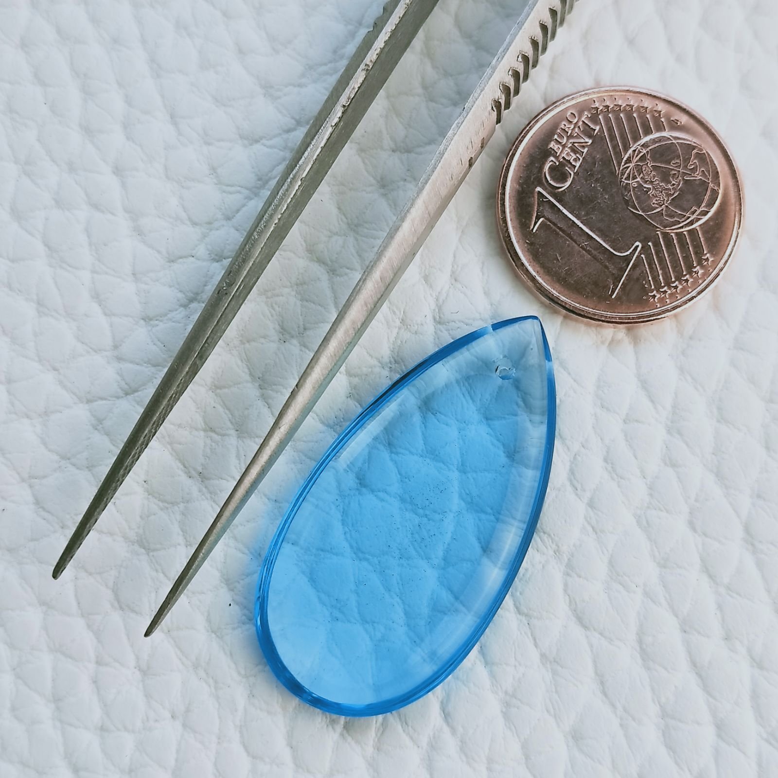 Topazio Azzurro Idrotermale Taglio Goccia Liscia A Mano Forato 27X14X4mm 12,25 Carati 1pz