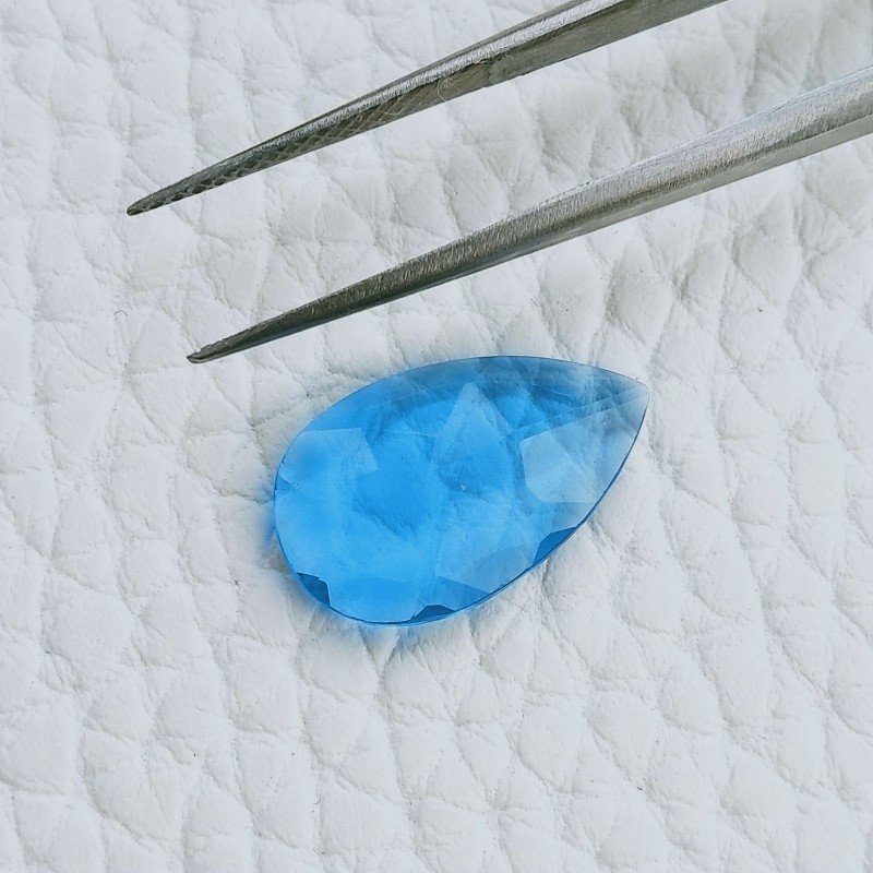 Topazio Azzurro Idrotermale Taglio Goccia Sfaccetata A Mano Gemme Sciolte 16X10X3mm 3,40 Carati 1pz