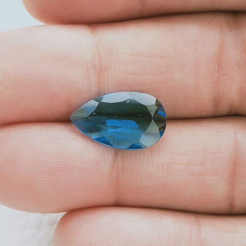 Topazio Azzurro Idrotermale Taglio Goccia Sfaccetata A Mano Gemme Sciolte 16X10X3mm 3,40 Carati 1pz