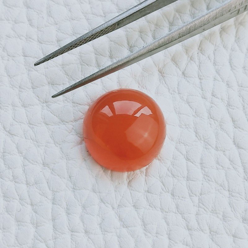 Corniola Taglio Tondo Liscio Cabuchon A Mano 14mm 11,20 Carati 1pz