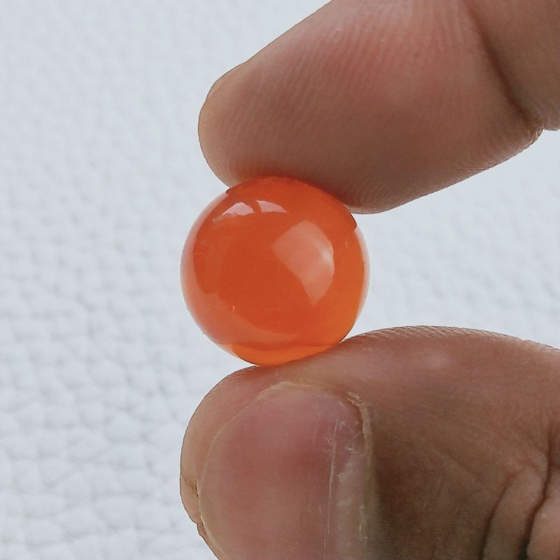 Corniola Taglio Tondo Liscio Cabuchon A Mano 14mm 11,20 Carati 1pz