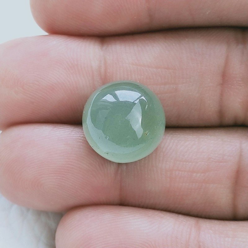 Cabochon di Acquamarina Tondo, Liscio, 14 mm, 13,70 ct, Fatto a Mano