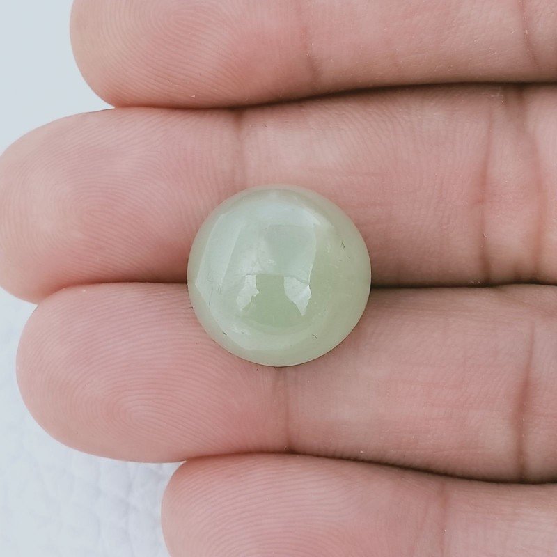 Cabochon di Acquamarina Tondo, 15x9 mm, 15,55 ct, Fatto a Mano