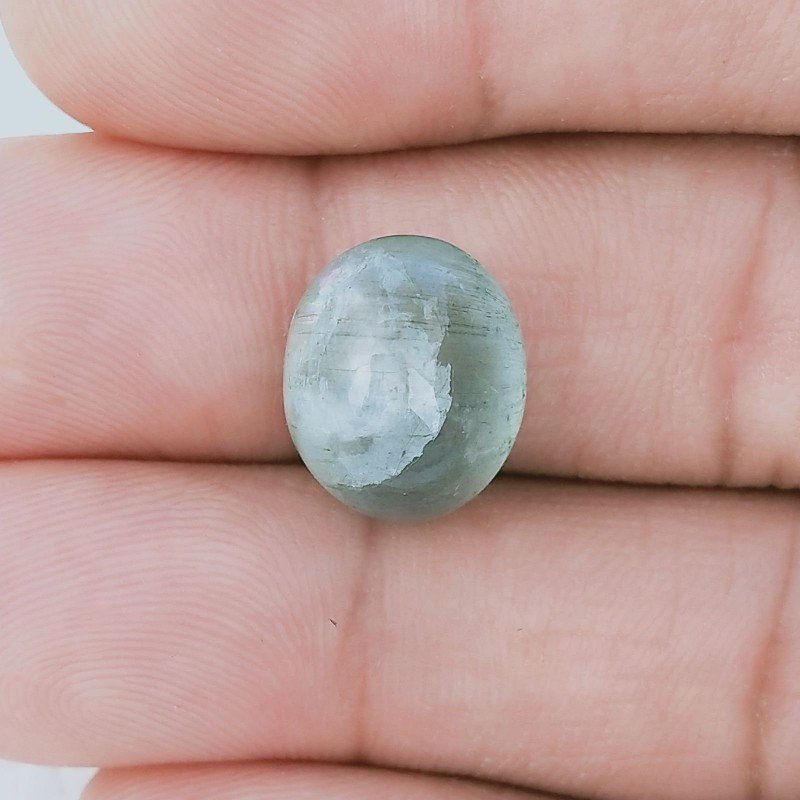 Cabochon di Acquamarina Ovale, 13x11x7 mm, 8,70 ct, Fatto a Mano