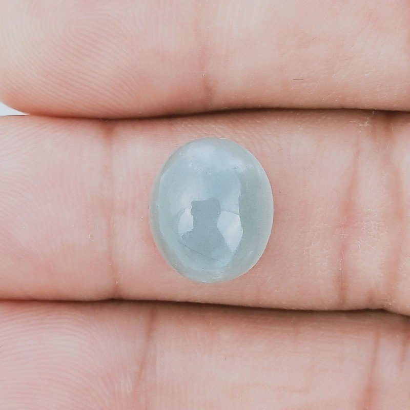 Cabochon di Acquamarina Ovale, 12x10x5 mm, 5,45 ct, Fatto a Mano