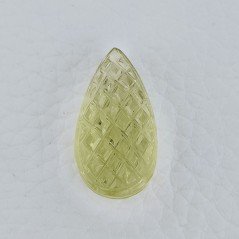 Quarzo Oro Verde Forma Goccia Incisa Moghul Fatto A Mano 26X14X10mm 24,45 Carati 1pz