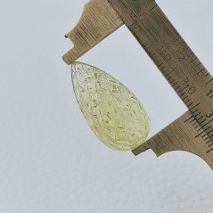Quarzo Oro Verde Forma Goccia Incisa Moghul Fatto A Mano 26X14X10mm 24,45 Carati 1pz