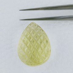 Quarzo Oro Verde Forma Goccia Incisa Moghul Fatto A Mano 26X18-19X14mm 43,00 Carati 1pz