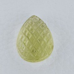 Quarzo Oro Verde Forma Goccia Incisa Moghul Fatto A Mano 26X18-19X14mm 43,00 Carati 1pz