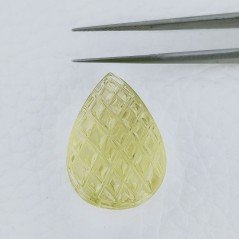 Quarzo Oro Verde Forma Goccia Incisa Moghul Fatto A Mano 26X17X13mm 37,30 Carati 1pz