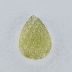 Quarzo Oro Verde Forma Goccia Incisa Moghul Fatto A Mano 26X17X13mm 37,30 Carati 1pz