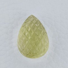 Quarzo Oro Verde Forma Goccia Incisa Moghul Fatto A Mano 25X17X12mm 34,00 Carati 1pz
