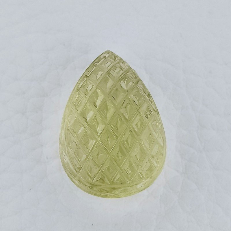 Quarzo Oro Verde Forma Goccia Incisa Moghul Fatto A Mano 25X17X12mm 34,00 Carati 1pz