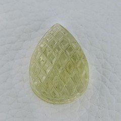 Quarzo Oro Verde Forma Goccia Incisa Moghul Fatto A Mano 27X19X13-14mm 39,80 Carati 1pz