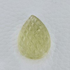 Quarzo Oro Verde Forma Goccia Incisa Moghul Fatto A Mano 28X20X12-14mm 44,70 Carati 1pz