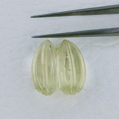 Quarzo Oro Verde Forma Goccia Incisa Moghul Fatto A Mano 17X15X9mm 17,75 Carati 1pz