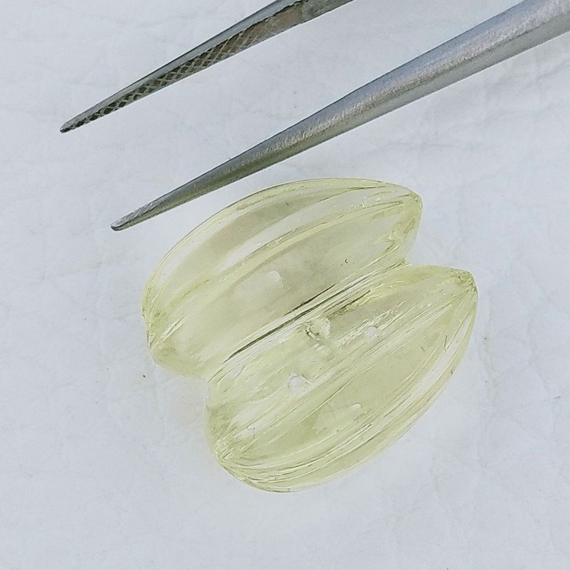 Quarzo Oro Verde Forma Goccia Incisa Moghul Fatto A Mano 17X15X9mm 17,75 Carati 1pz