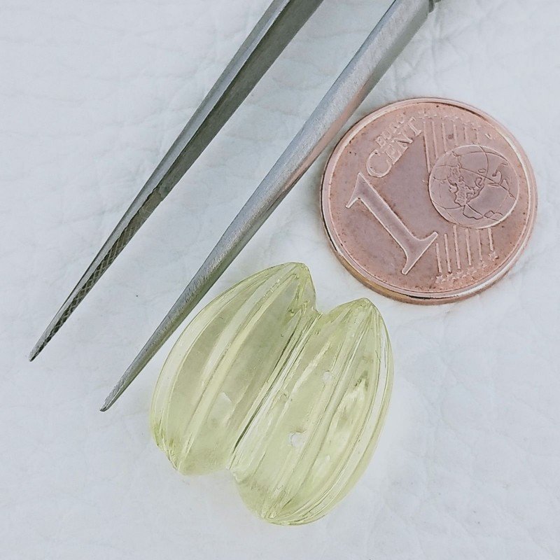 Quarzo Oro Verde Forma Goccia Incisa Moghul Fatto A Mano 17X15X9mm 17,75 Carati 1pz