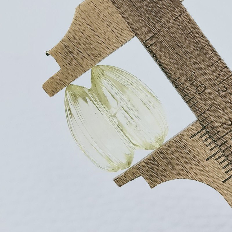 Quarzo Oro Verde Forma Goccia Incisa Moghul Fatto A Mano 17X15X9mm 17,75 Carati 1pz