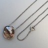 Collana Girocollo Con Catena Brunito Argento 925 E Quarzo Fume Taglio Cuscino Briolette Sfaccettato A Mano 1Pz