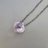 Collana Girocollo Con Catena Brunito Argento 925 E Ametista Rosa Di Francia Taglio Cipolla Sfaccettato A Mano 1Pz