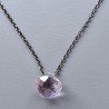 Collana Girocollo Con Catena Brunito Argento 925 E Ametista Rosa Di Francia Taglio Cipolla Sfaccettato A Mano 1Pz