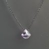 Collana Girocollo Con Catena Brunito Argento 925 E Ametista Rosa Di Francia Taglio Cipolla Sfaccettato A Mano 1Pz