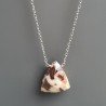 Collana Girocollo Con Catena Rodiato Argento 925 E Diaspro Zebrato Taglio Triangolo Briolette Sfaccettato A Mano 1Pz