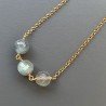 Collana Girocollo Con Catena Dorato Argento 925 E Labradorite Madagascar Taglio Tondo Sfaccettato A Mano 1Pz
