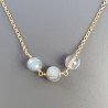 Collana Girocollo Con Catena Dorato Argento 925 E Labradorite Madagascar Taglio Tondo Sfaccettato A Mano 1Pz