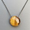 Collana Girocollo Con Catena Brunito Argento 925 E Occhio Di Tigre Taglio Briolette Sfaccettato A Mano 1Pz