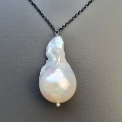 Collana Girocollo Con Catena Brunito Argento 925 E Pearle Di Fiume Scaramazze 1Pz