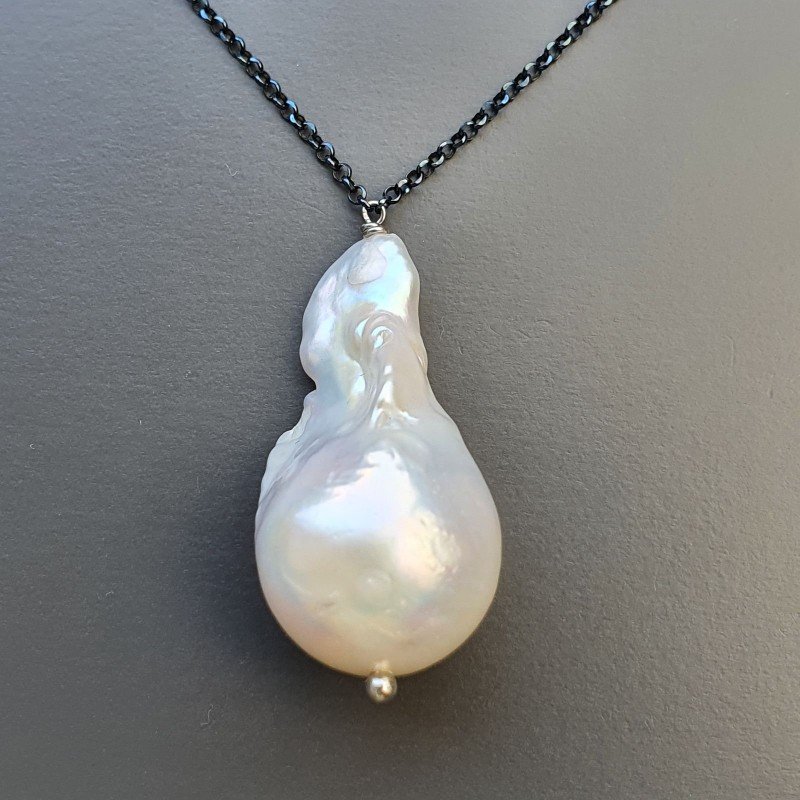 Collana Girocollo Con Catena Brunito Argento 925 E Pearle Di Fiume Scaramazze 1Pz