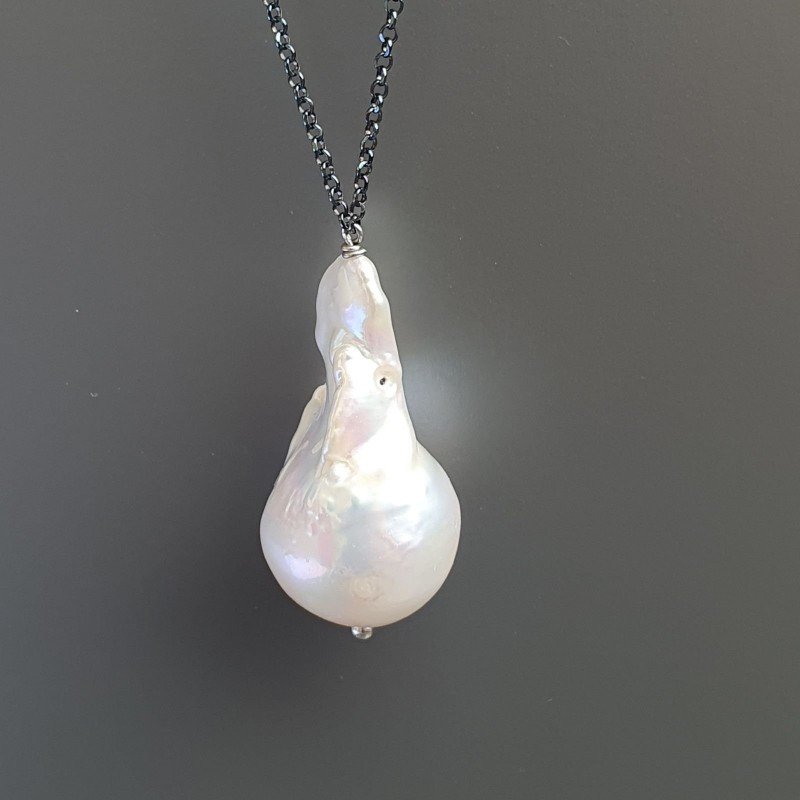 Collana Girocollo Con Catena Brunito Argento 925 E Pearle Di Fiume Scaramazze 1Pz