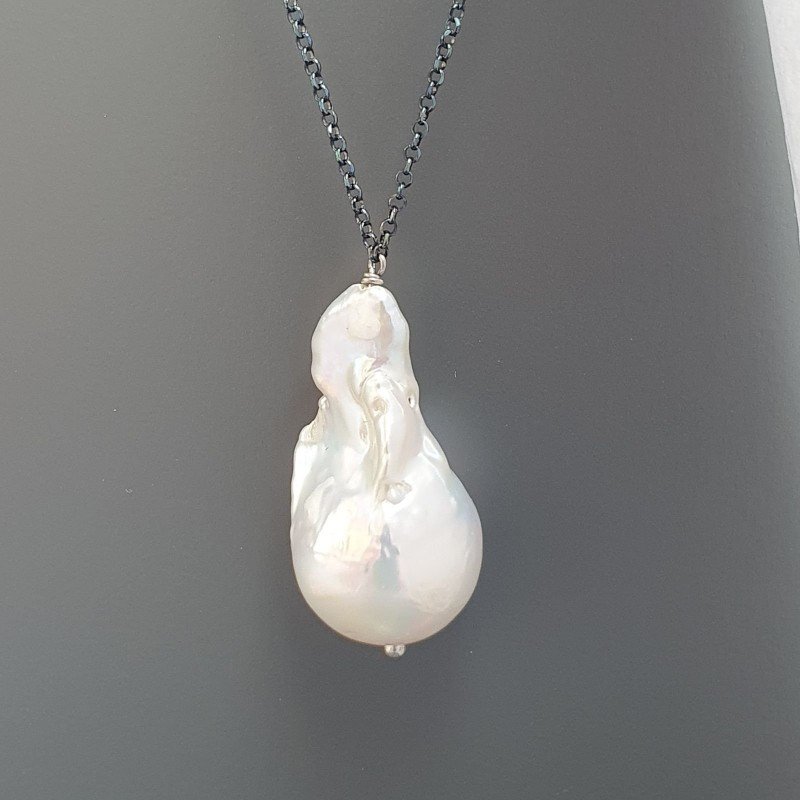 Collana Girocollo Con Catena Brunito Argento 925 E Pearle Di Fiume Scaramazze 1Pz