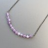 Collana Girocollo Con Catena Brunito Argento 925 E Ametista Braziliana Taglio Tondo Sfaccettato A Mano 1Pz
