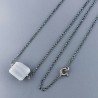 Collana Girocollo Con Catena Brunito Argento 925 E Pietra Di Luna Grigia Taglio Sassi Irregolare Sfaccettato A Mano 1Pz