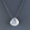 Collana Girocollo Con Catena Brunito Argento 925 E Quarzo Rutillato Tormalinato Taglio Goccia Briolette Sfaccettato A Mano 1Pz