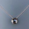 Collana Girocollo Con Catena Oro Rosa Argento 925 E Quarzo Fume Taglio Goccia Briolette Sfaccettato A Mano 1Pz