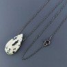 Collana Girocollo Con Catena Brunito Argento 925 E Diaspro Dalmata Taglio Goccia Briolette Sfaccettato A Mano 1Pz