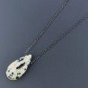 Collana Girocollo Con Catena Brunito Argento 925 E Diaspro Dalmata Taglio Goccia Briolette Sfaccettato A Mano 1Pz