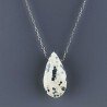 Collana Girocollo Con Catena Brunito Argento 925 E Diaspro Dalmata Taglio Goccia Briolette Sfaccettato A Mano 1Pz