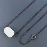 Collana Girocollo Con Catena Brunito Argento 925 E Pietra Di Luna(Adularia) Taglio Cilindro Liscio A Mano 1Pz