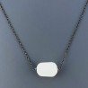 Collana Girocollo Con Catena Brunito Argento 925 E Pietra Di Luna(Adularia) Taglio Cilindro Liscio A Mano 1Pz