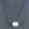 Collana Girocollo Con Catena Brunito Argento 925 E Pietra Di Luna(Adularia) Taglio Cilindro Liscio A Mano 1Pz