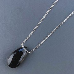 Collana Girocollo Con Catena Rodiato Argento 925 E Quarzo Fume Taglio Goccia Briolette Sfaccettato A Mano 1Pz