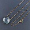 Collana Girocollo Con Catena Dorato Argento 925 E Ametista Verde (Prasiolite) Taglio Goccia Briolette Sfaccettato A Mano 1Pz